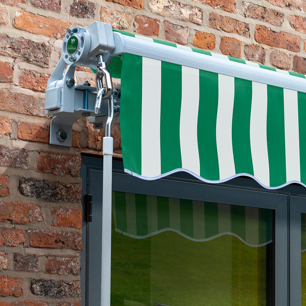 2.0m Budget Manual Awning, Green and White - Image 2