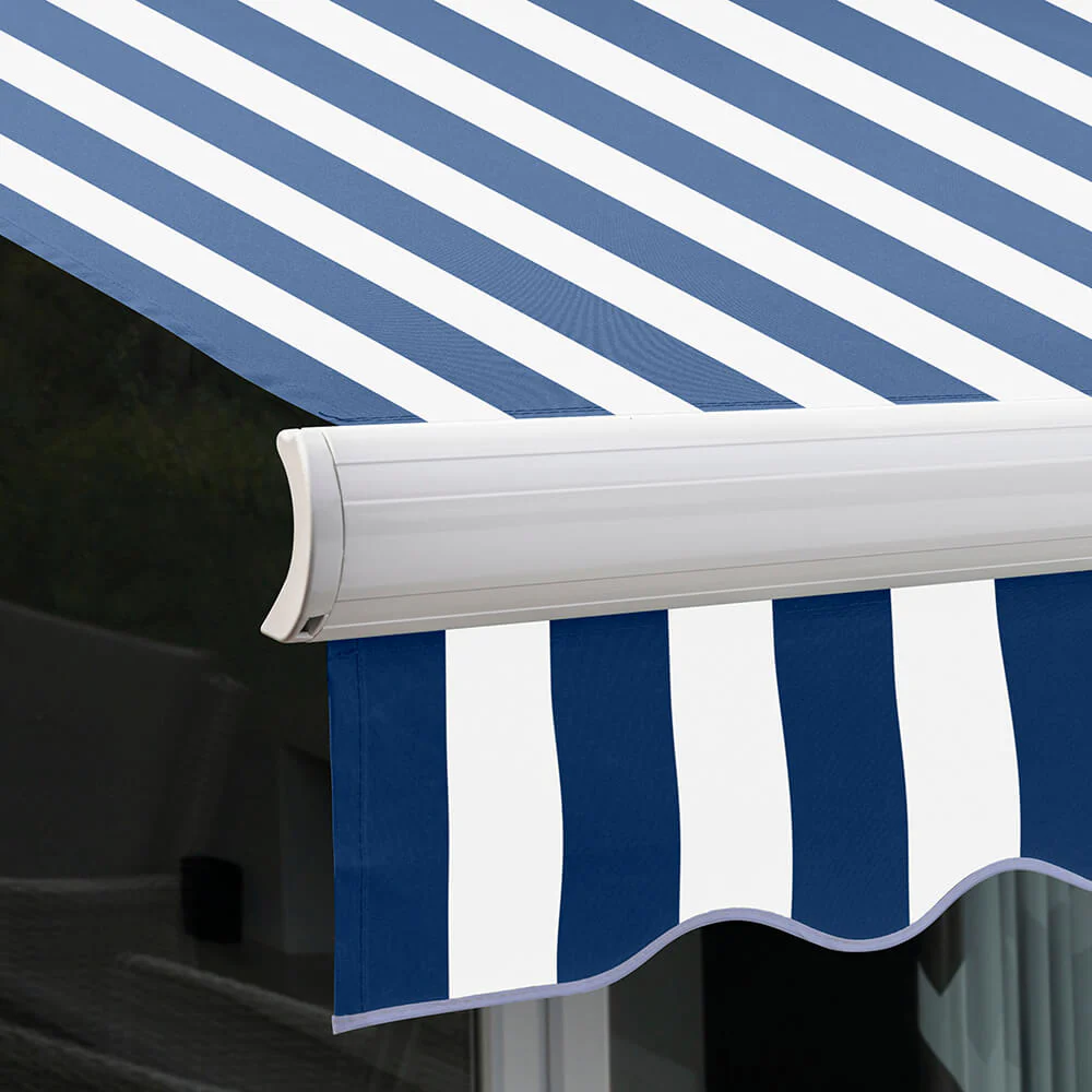 2.0m Full Cassette Manual Awning, Blue and White Stripe - Image 6