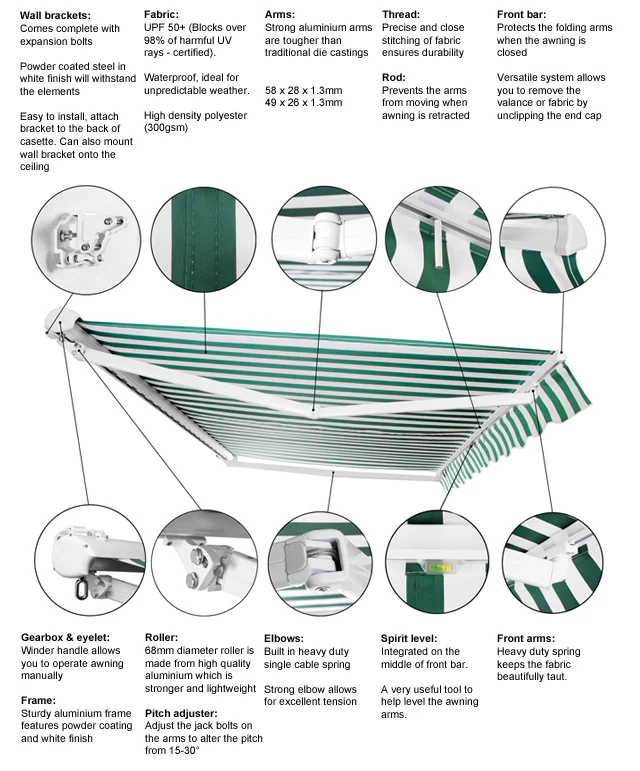 2.0m Half Cassette Manual Awning, Ivory - Image 3
