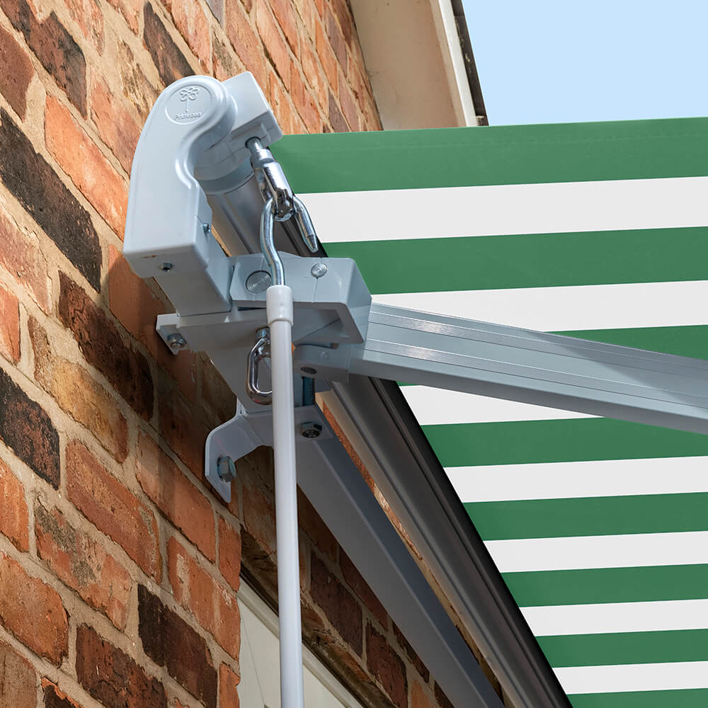 2.0m Standard Manual Awning, Green and White Even Stripe - Image 5
