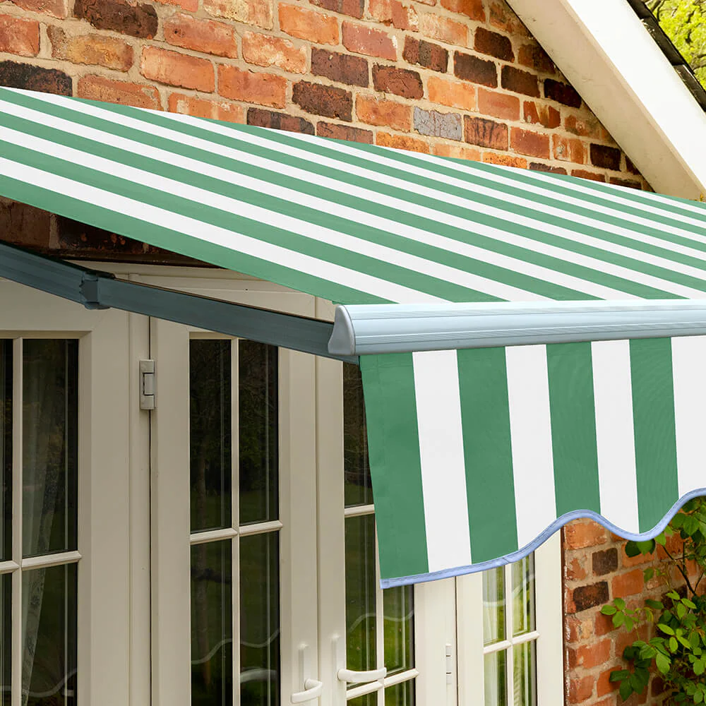 2.0m Standard Manual Awning, Green and White Even Stripe - Image 7