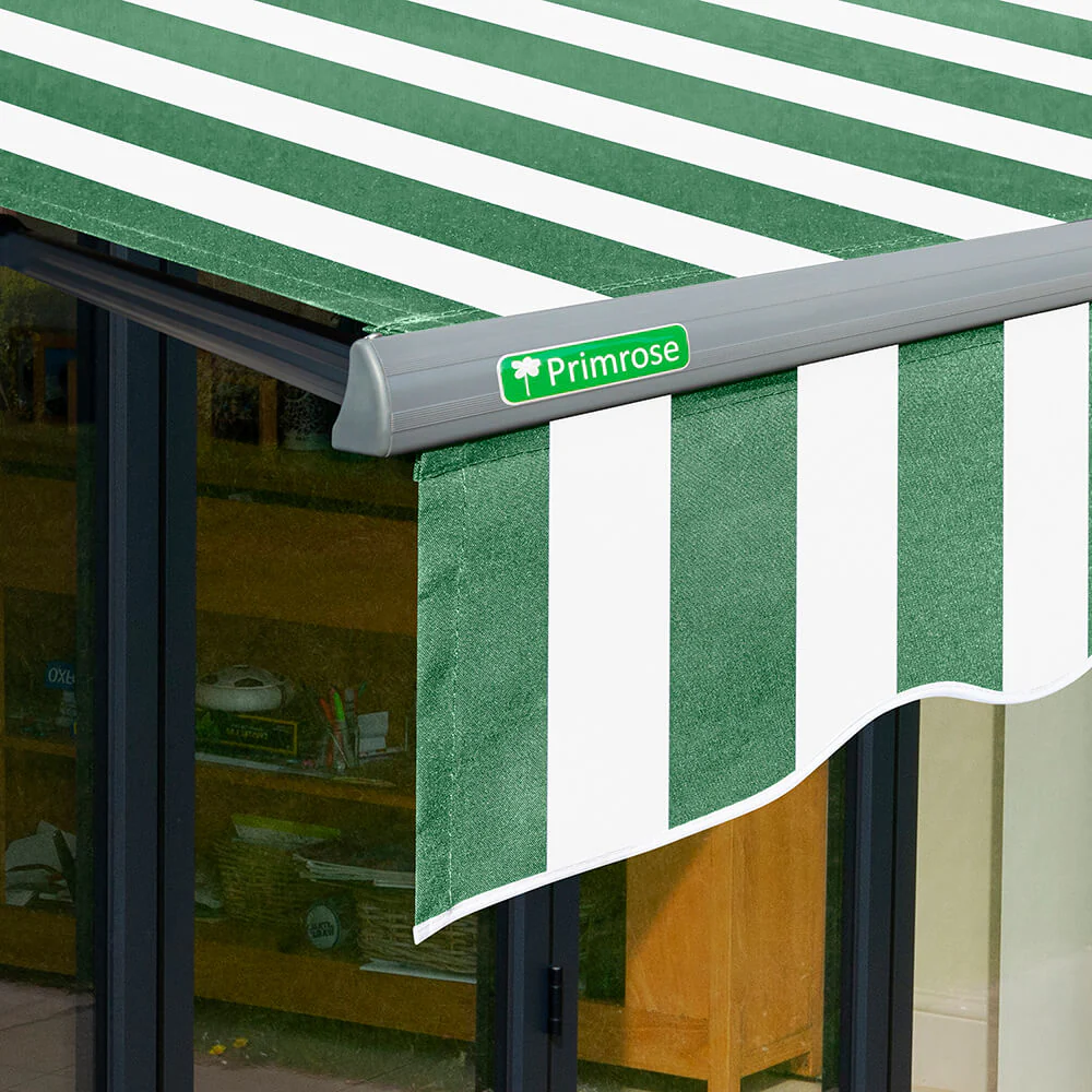 2.5m Half Cassette Manual Green and White Awning (Charcoal Cassette) - Image 6