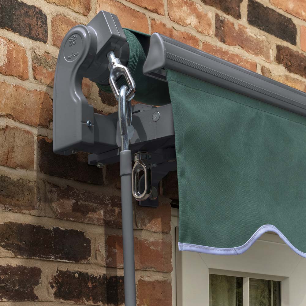 2.5m Standard Manual Plain Green Awning (Charcoal Cassette) - Image 4