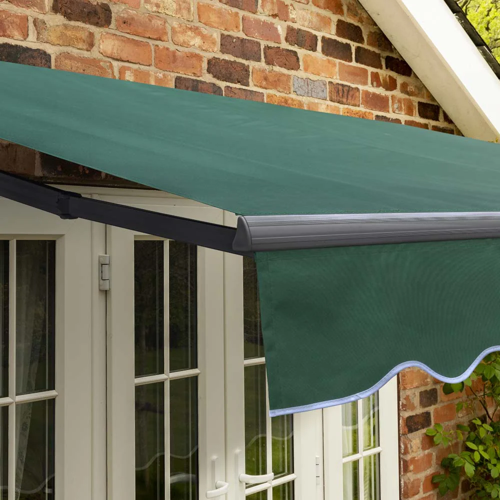 2.5m Standard Manual Plain Green Awning (Charcoal Cassette) - Image 6