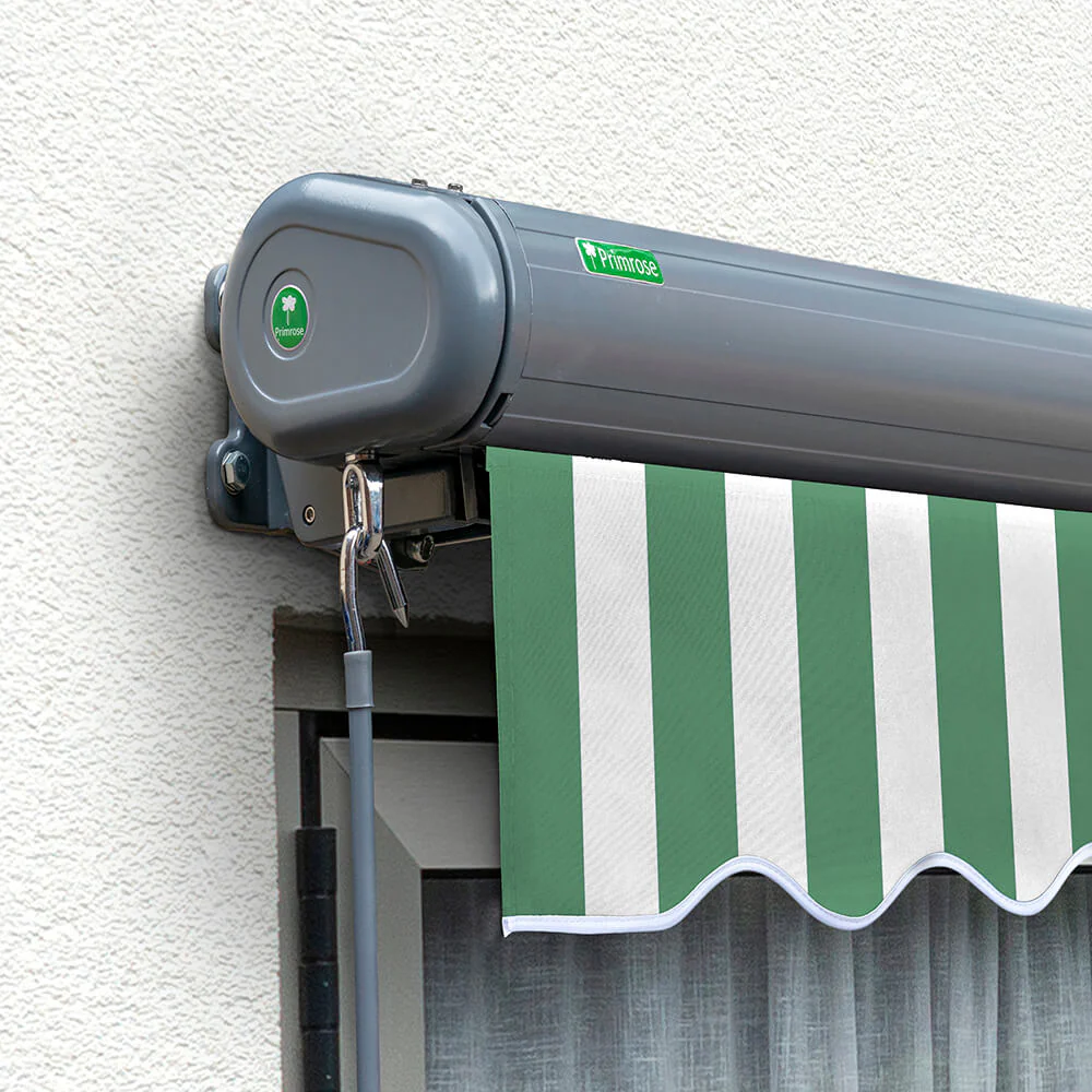 3.0m Full Cassette Electric Green and White Awning (Charcoal Cassette) - Image 2