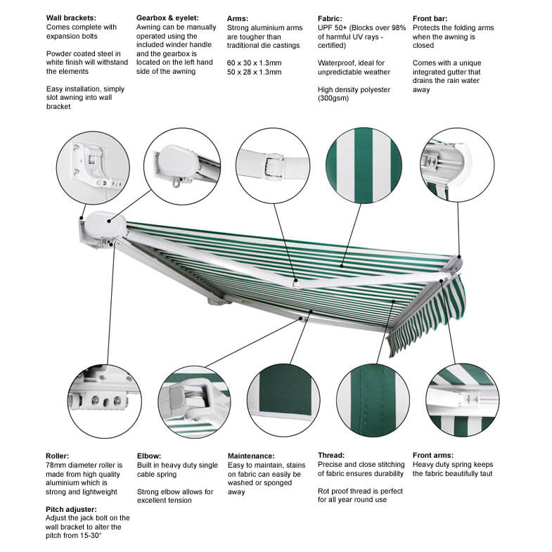 3.0m Full Cassette Manual Awning, Ivory - Image 3