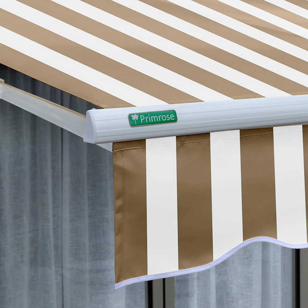 3.0m Half Cassette Electric Awning, Mocha Brown and White Stripe - Image 5