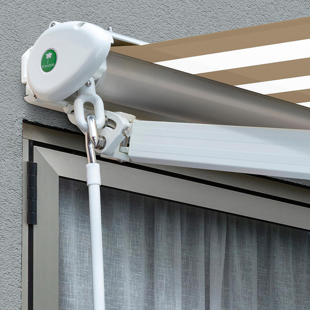3.0m Half Cassette Electric Awning, Mocha Brown and White Stripe - Image 6