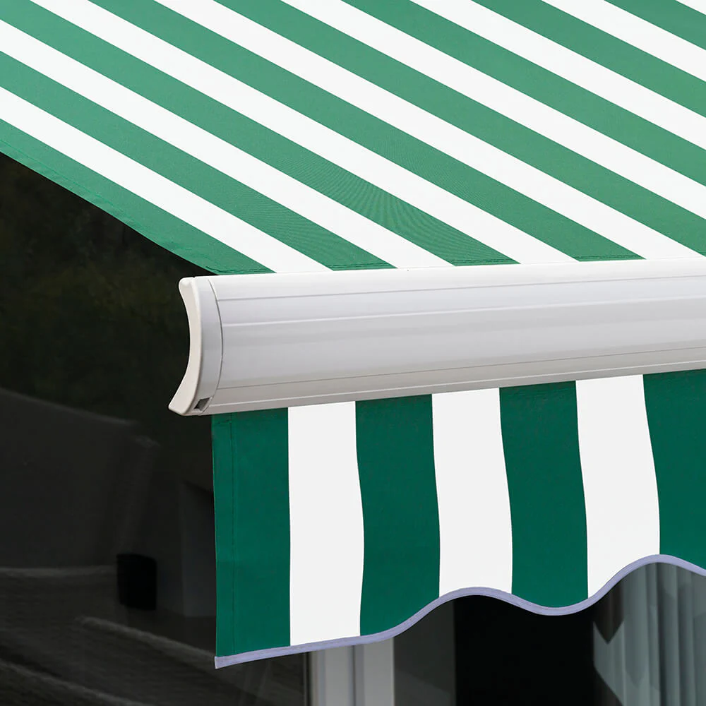3.5m Full Cassette Manual Awning, Green and White Stripe - Image 6