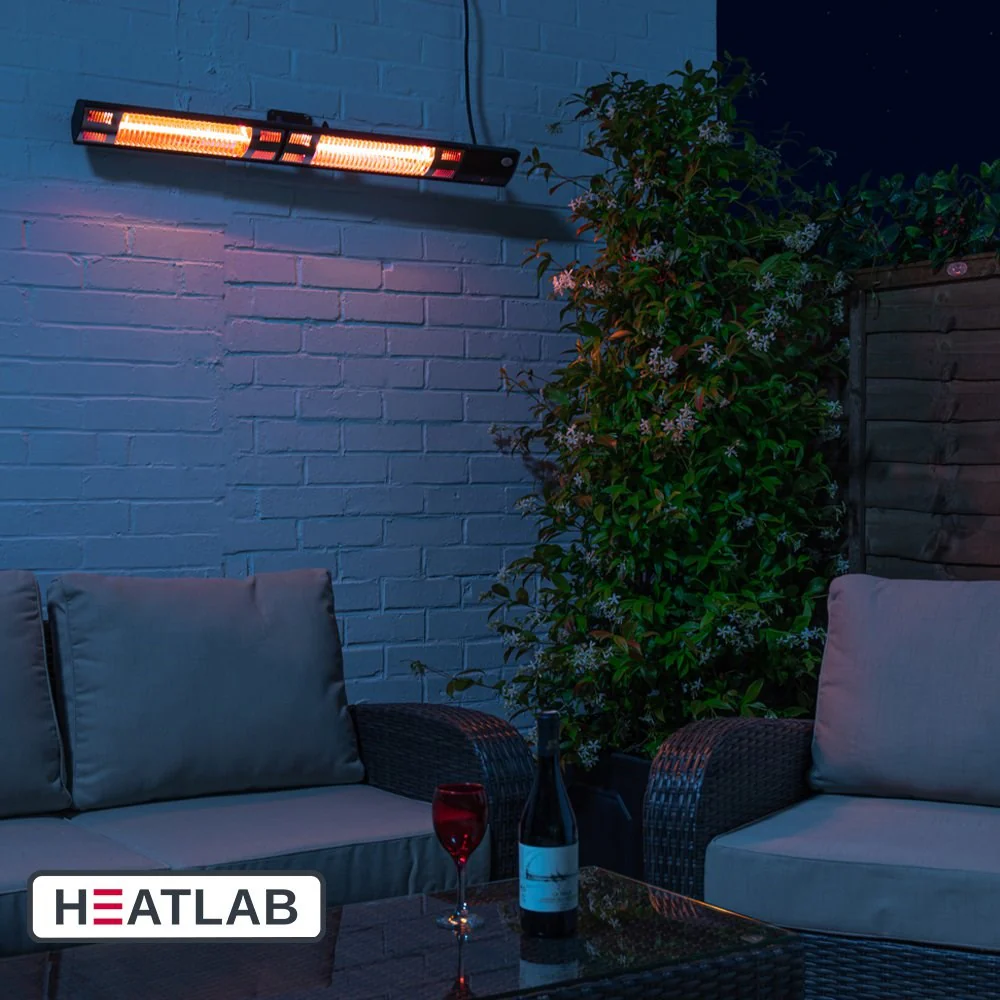 3kW IP44 Wall Mounted Electric Patio Heater Remote Control Black by Heatlab® - Image 3