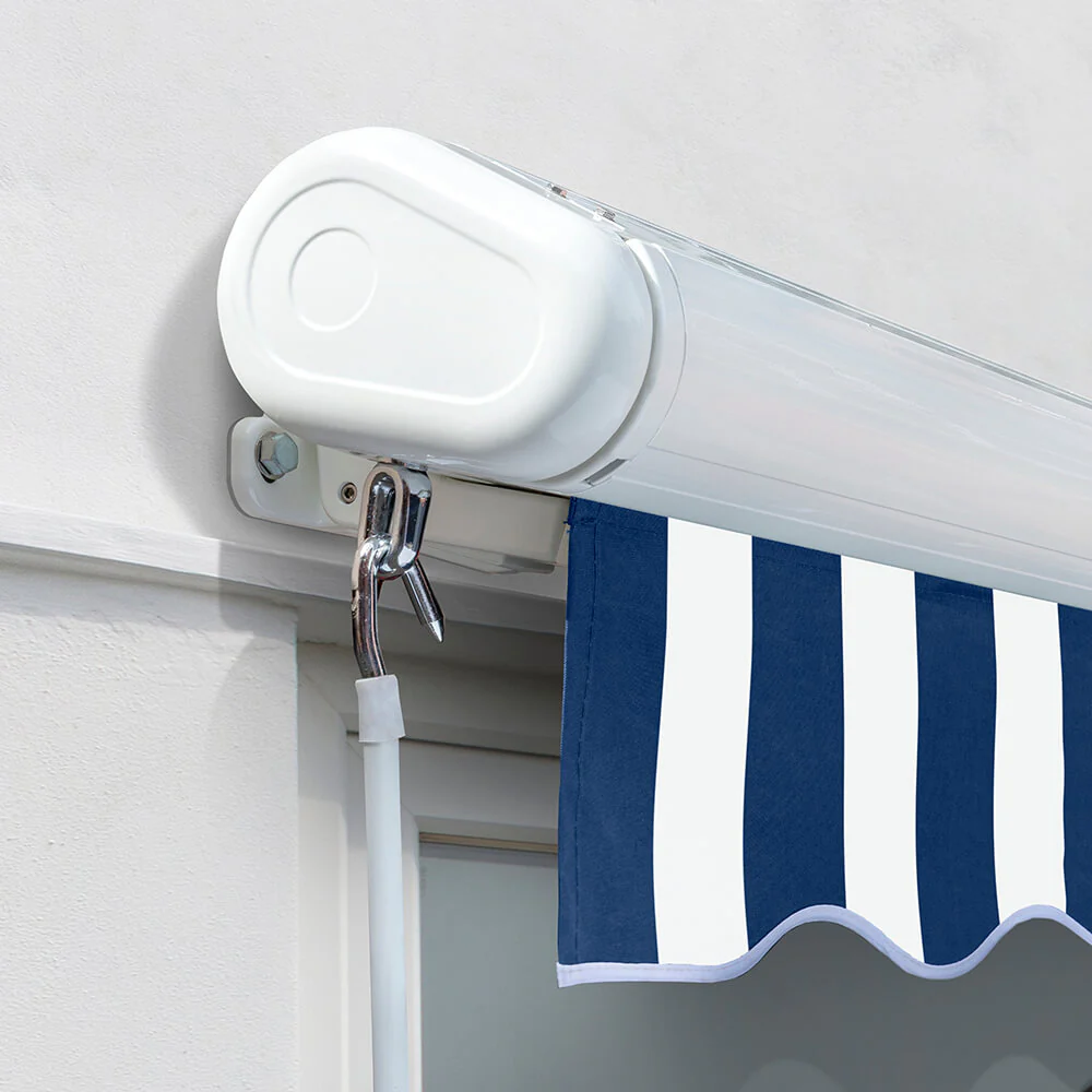 4.0m Full Cassette Manual Awning, Blue and white stripe - Image 5