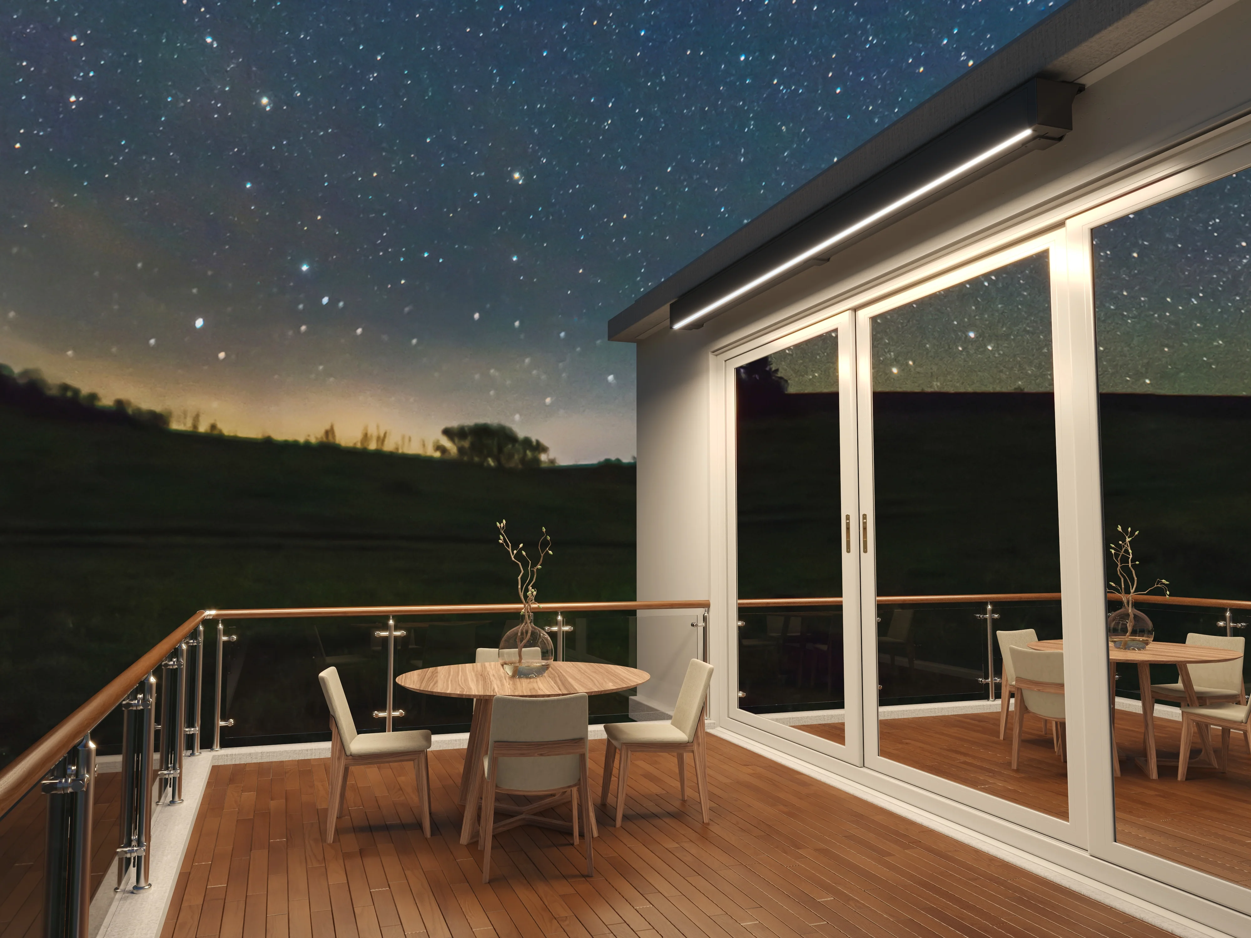 5.0M Deluxe Wireless Full Cassette Electric Awning With Lights (Charcoal Cassette) | Pin Stripe Grey - Image 10