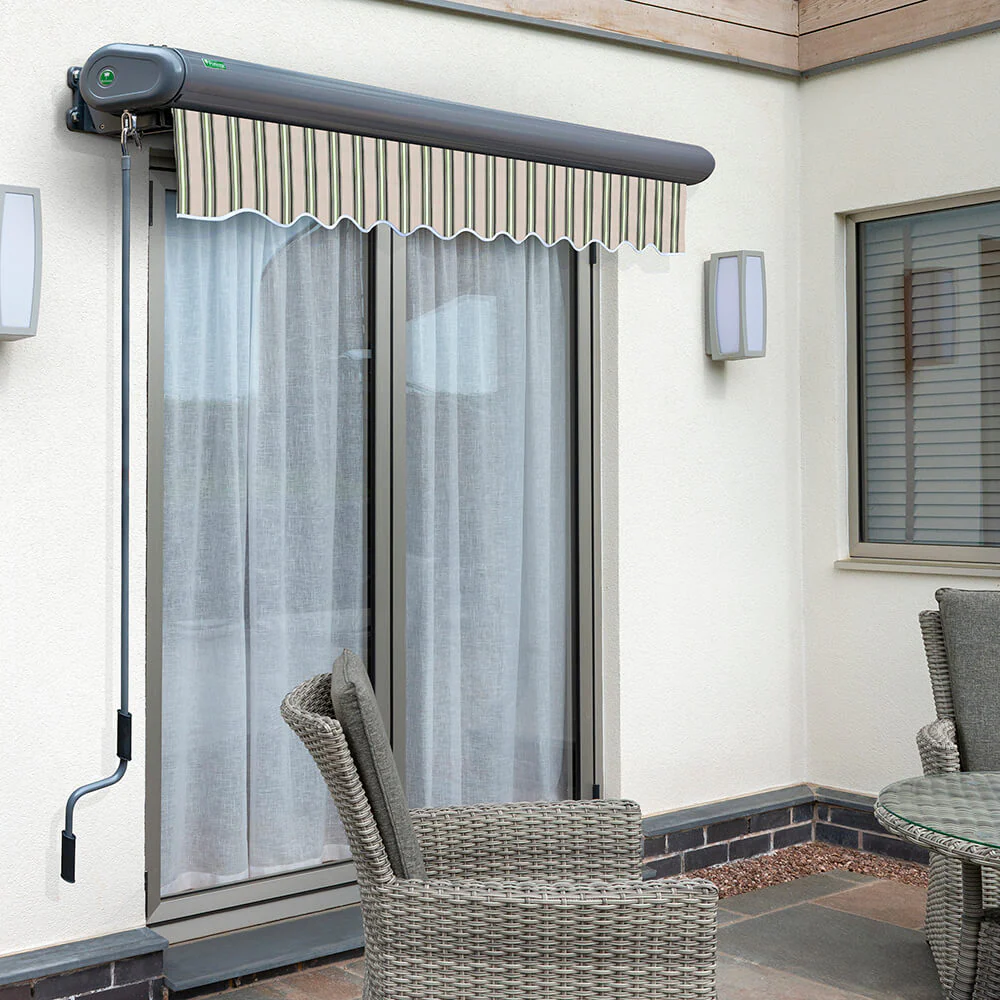 5.0m Full Cassette Electric Multistripe Awning (Charcoal Cassette) - Image 4