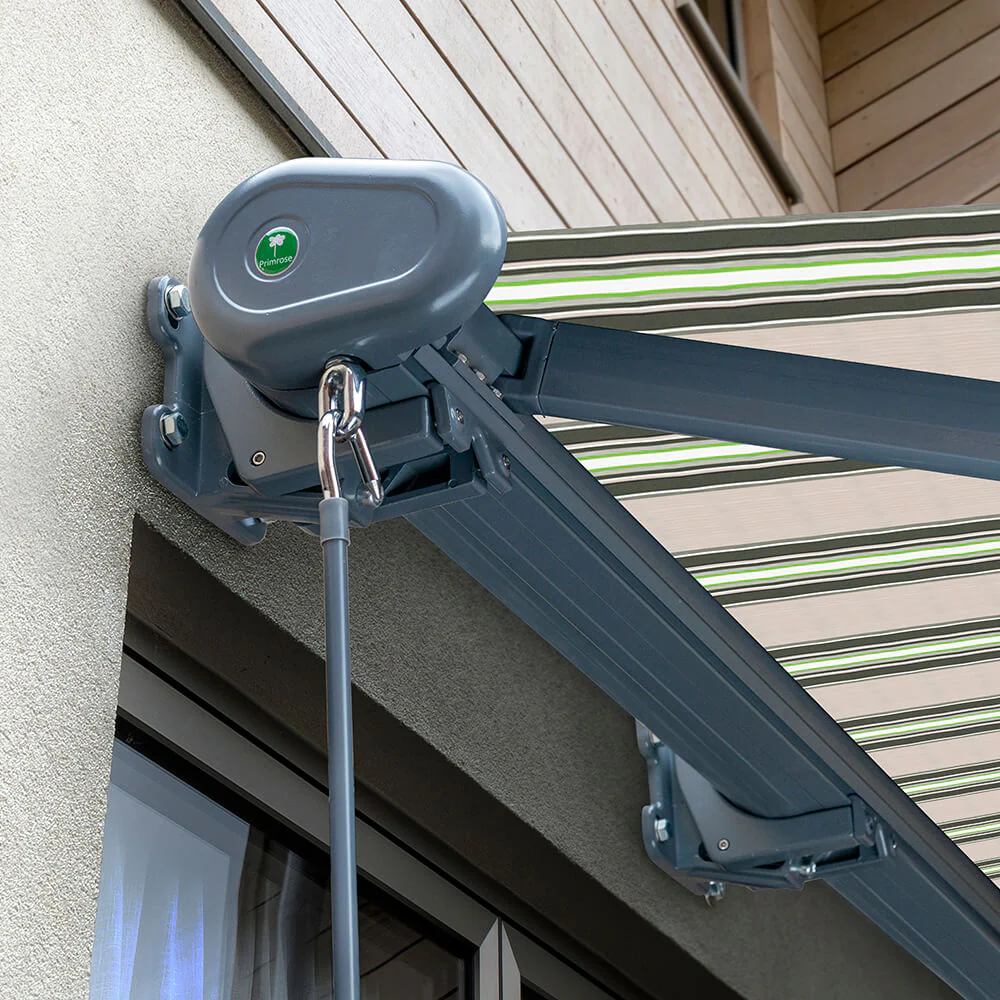 5.0m Full Cassette Electric Multistripe Awning (Charcoal Cassette) - Image 5