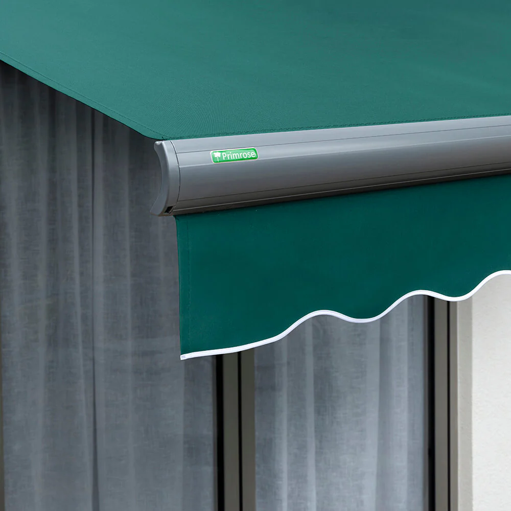 5.0m Full Cassette Electric Plain Green Awning (Charcoal Cassette) - Image 4