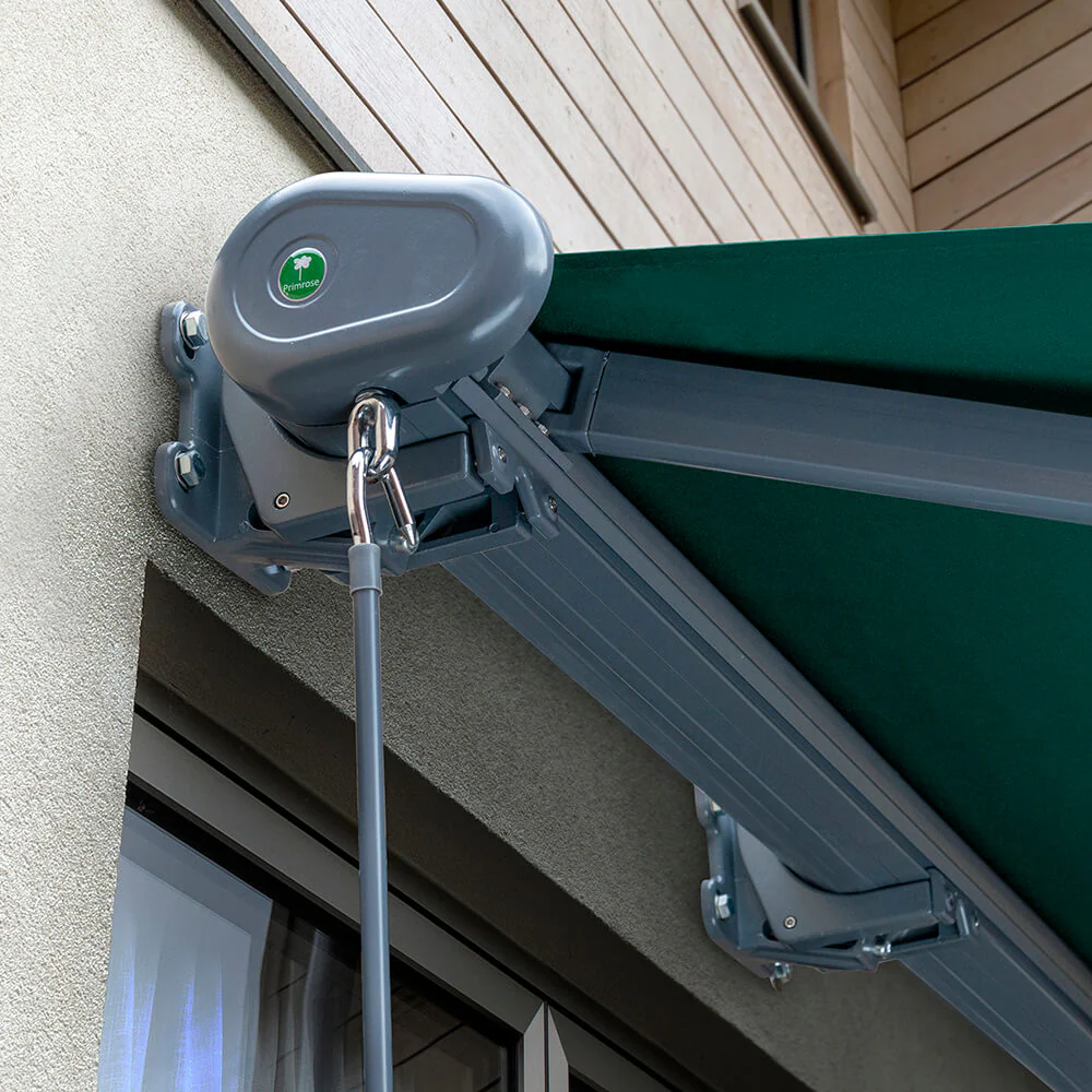 5.0m Full Cassette Electric Plain Green Awning (Charcoal Cassette) - Image 5