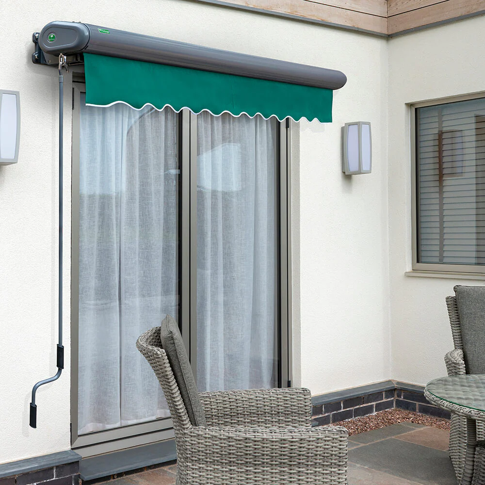 5.0m Full Cassette Electric Plain Green Awning (Charcoal Cassette) - Image 6