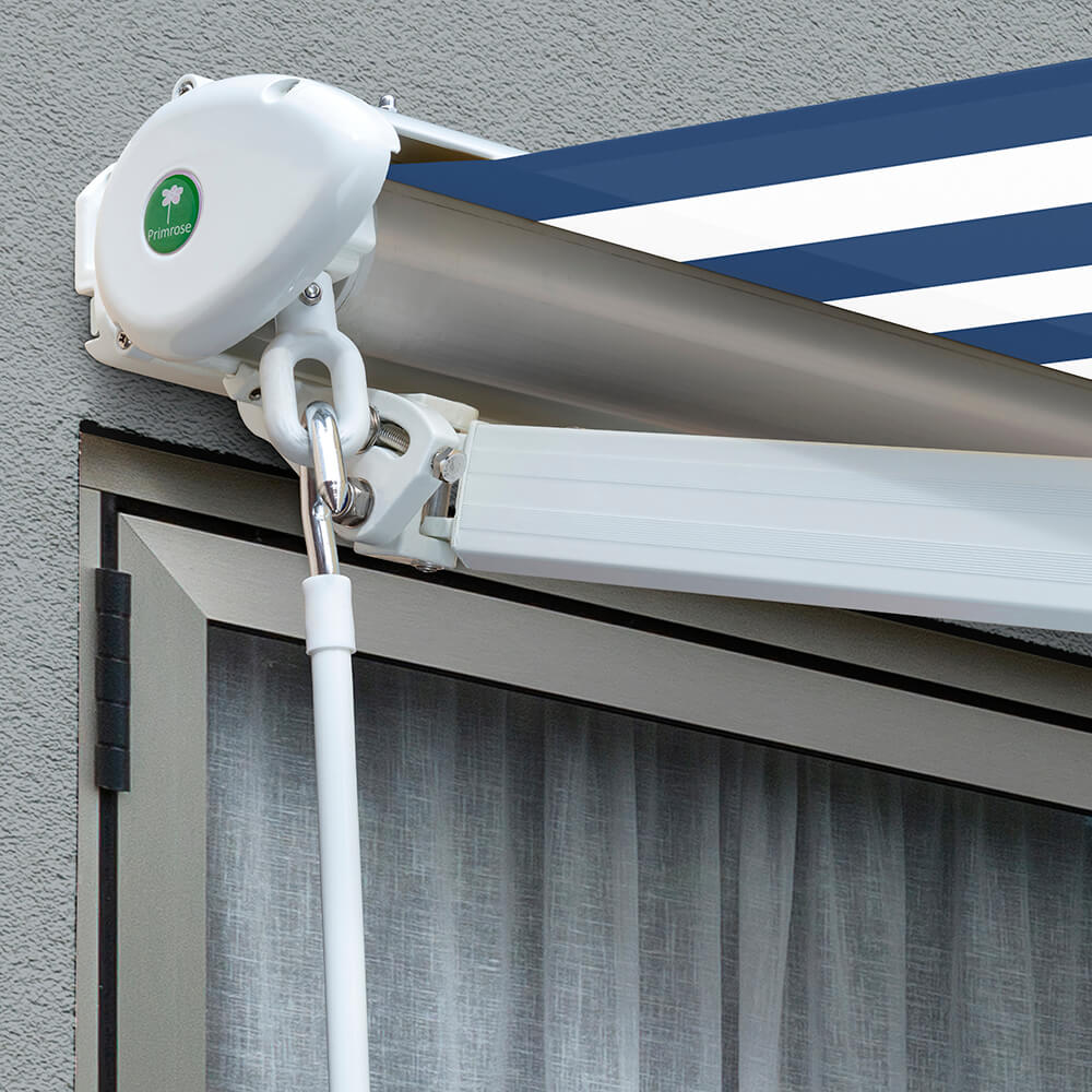 5.0m Half Cassette Electric Awning, Blue and White Stripe - Image 6