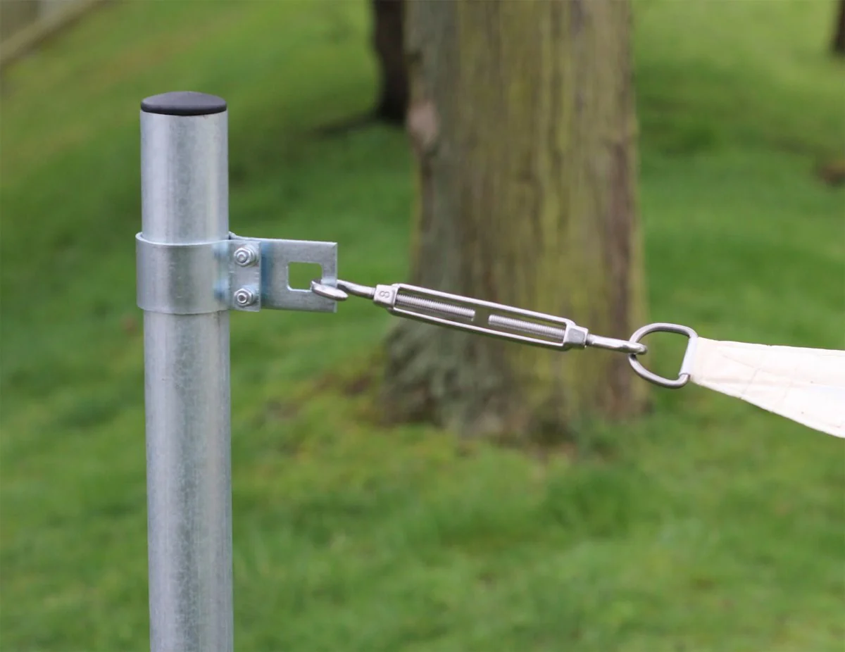9ft 10\ / 3m Galvanised Shade Sail Pole With Bracket Clamp" - Image 3