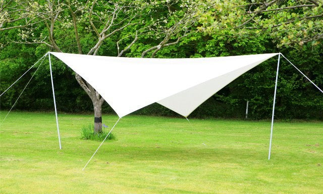 Portable Ivory Shade Sail Kit w/ Poles, Ropes and Pegs - Easy Set Up - Square - Image 2