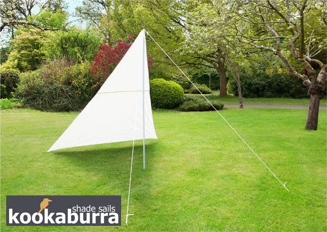 Portable Ivory Wind Break Kit w/ Poles, Ropes and Pegs - Triangle