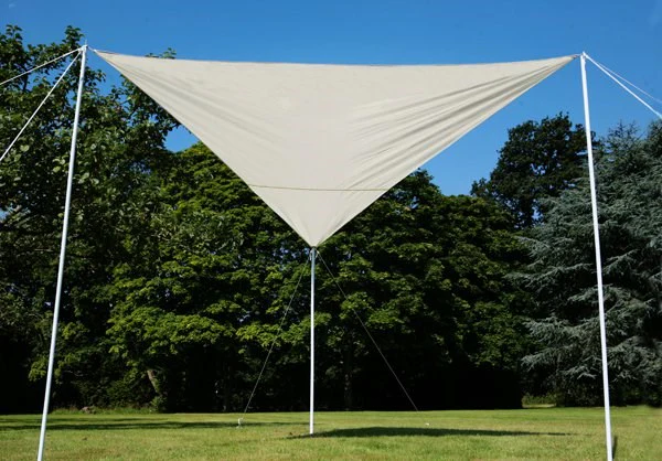 Portable Ivory Wind Break Kit w/ Poles, Ropes and Pegs - Triangle - Image 2