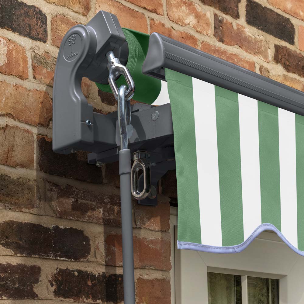 3m Standard Manual Green and White Awning (Charcoal Cassette) - Image 4
