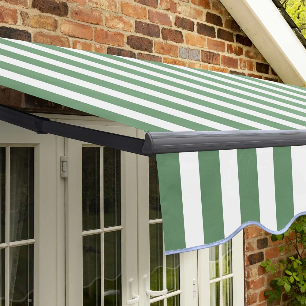 3m Standard Manual Green and White Awning (Charcoal Cassette) - Image 6